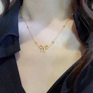 Charming Bow Bead Chain Necklace